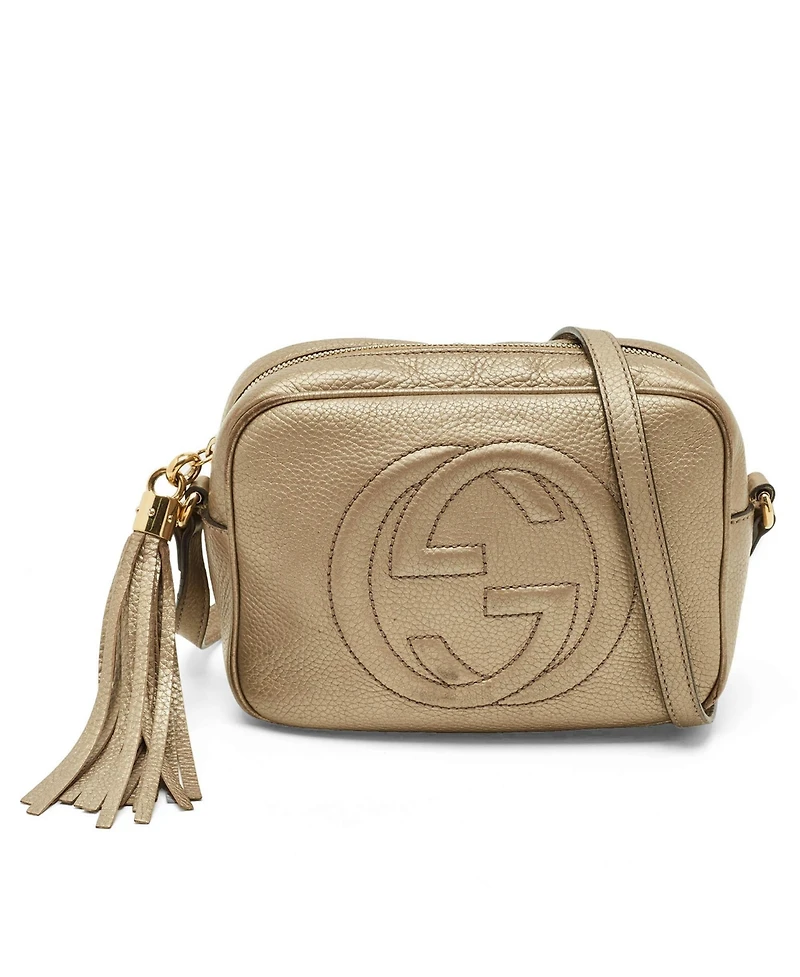 Pre-Owned Gucci Women's Soho Disco Small Metallic Leather Camera Crossbody Bag