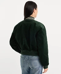 Good American Women's Corduroy Zip-Up Bomber Jacket