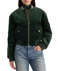 Good American Women's Corduroy Zip-Up Bomber Jacket