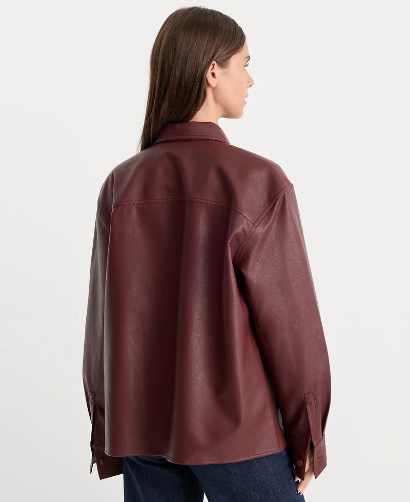Good American Women's Better Than Leather Long-Sleeve Collared Button Down Shirt
