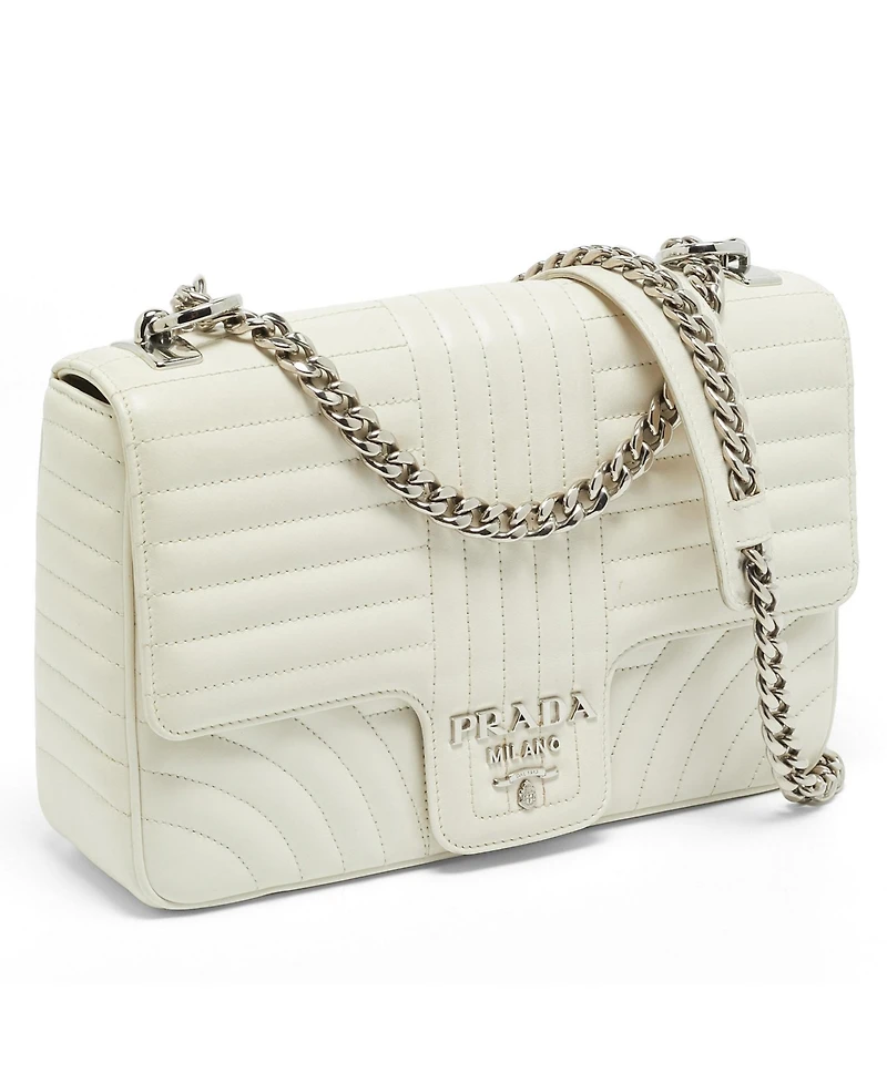 Pre-Owned Prada Women's Diagramme Quilted Leather Flap Shoulder Bag