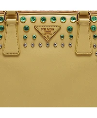 Pre-Owned Prada Women's Pyramid Stud and Crystal Embellished Saffiano Leather Satchel