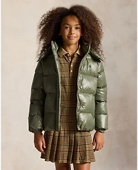 Polo Ralph Lauren Girls' 7-16 Glossy Down Hooded Jacket