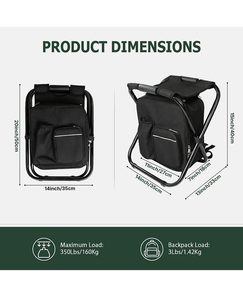 Aofar Folding Cooler Chair Camping Fishing Beach Stool
