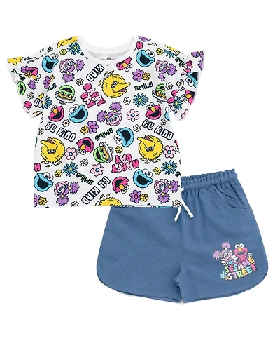 Sesame Street Baby Girls' T-Shirt and Chambray Shorts Set