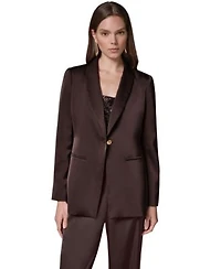Donna Karan New York Womens Satin Shawl Lapel Shoulder Padded Blazer