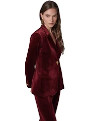 Donna Karan New York Women's Classic Velvet 1-Button Shoulder-Padded Blazer