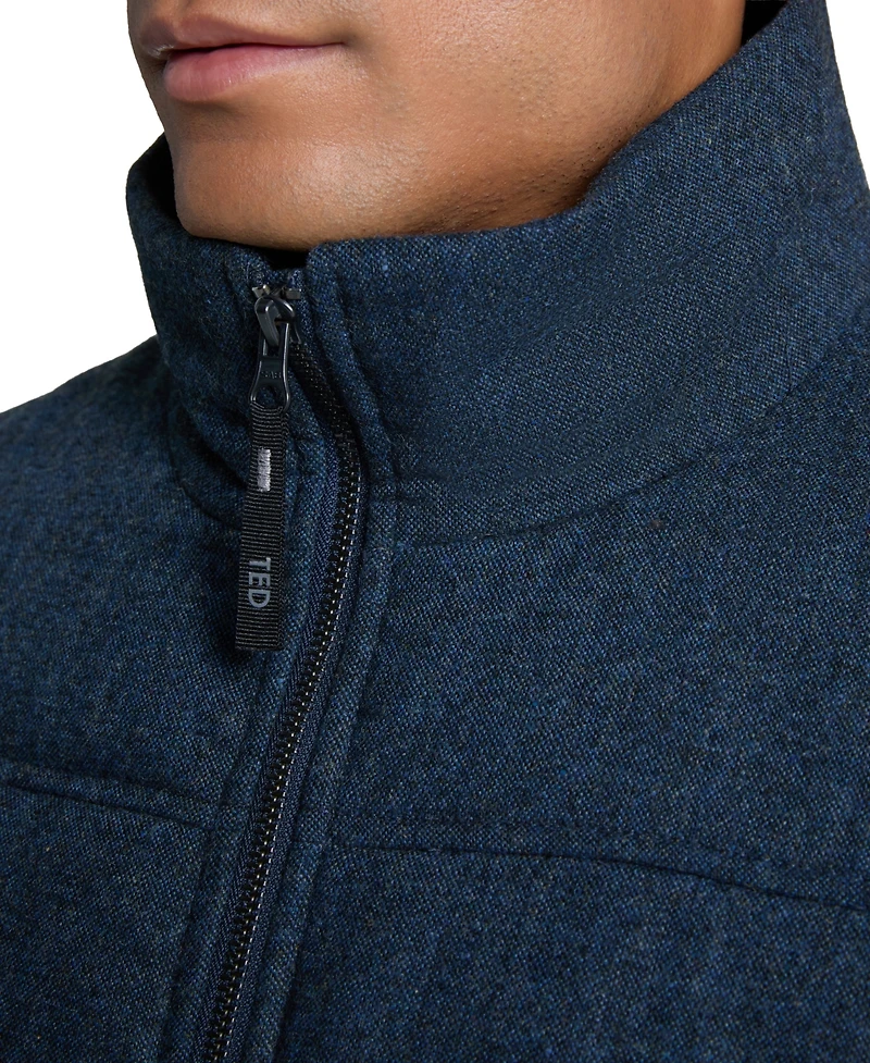 Ted by Baker Men's Quilted Stand Collar Flannel Jacket