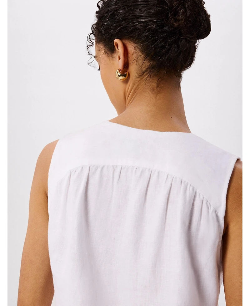 Whistles Women's Laura Linen Button-Up Tank Top