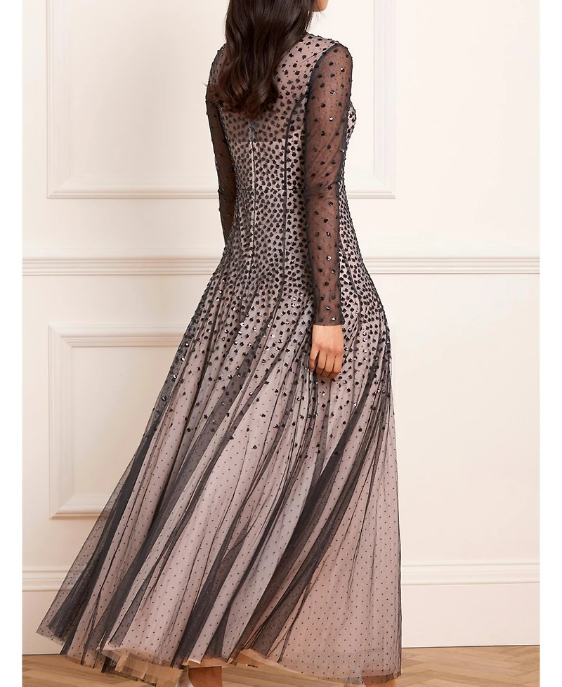 Needle & Thread Women's Sequin Cascade Round Neck Gown