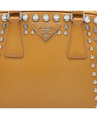 Pre-Owned Prada Women's Small Studded Saffiano Patent Leather Frame Bag
