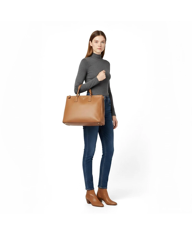 Pre-Owned Prada Galleria Double Zip Executive Saffiano Lux Leather Tote
