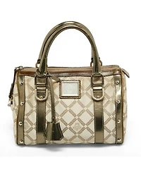Pre-Owned Versace Snap Out Of It Small Greca Print and Leather Satchel