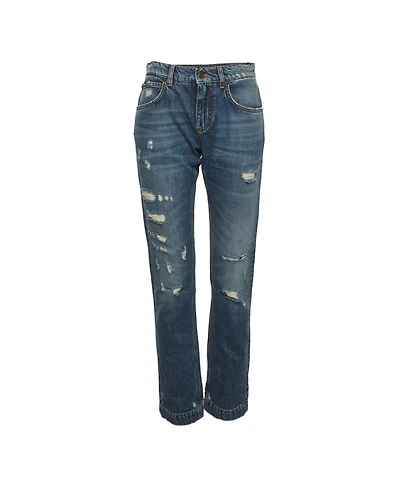 Pre-Owned Dolce & Gabbana Women's Baroque Heart Straight-Leg Mid-Rise Jeans