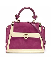 Pre-Owned Salvatore Ferragamo Sofia Mini Suede and Metal Top Handle Bag