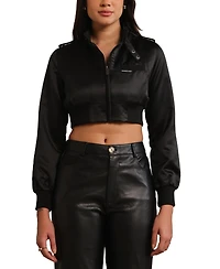 Members Only Women's Iconic Racer Cropped Satin Jacket