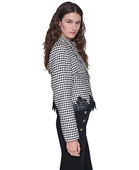 Karl Lagerfeld Paris Women's Plaid Lace-Trim Blazer