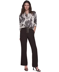 Karl Lagerfeld Paris Women's Long-Sleeve Printed Collared Blouse
