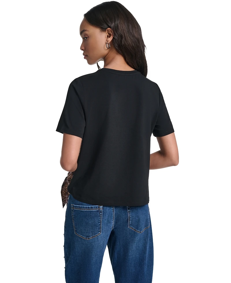 Karl Lagerfeld Paris Women's Tie-Front Short-Sleeve T-Shirt