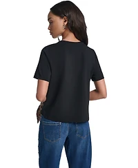 Karl Lagerfeld Paris Women's Tie-Front Short-Sleeve T-Shirt