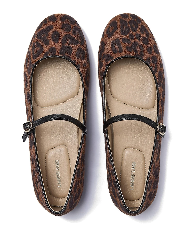 Lands' End Women's Classic Leopard Mary Jane Flats
