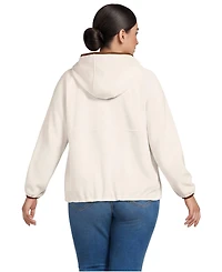 Lands' End Plus Anyweather RainDefense Hooded Half Zip Fleece Pullover