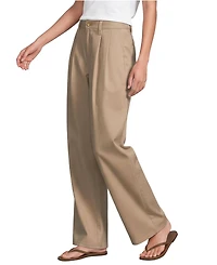 Lands' End Women's Chino Mid Rise Pleated Relaxed Straight Leg Pants