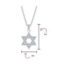 Bling Jewelry Cubic Zirconia Star of David Pendant Necklace 14K Gold Plated Silver Jewish Gift