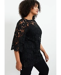 June + Vie Women's Allover Lace Top