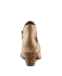 L`Artiste Women's Herekitty leo Leather Ankle Boots with Leopard Accent