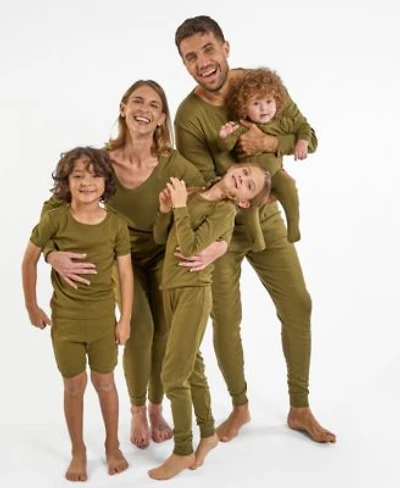 Leveret Matching Family Solid Olive Green Cotton Pajamas