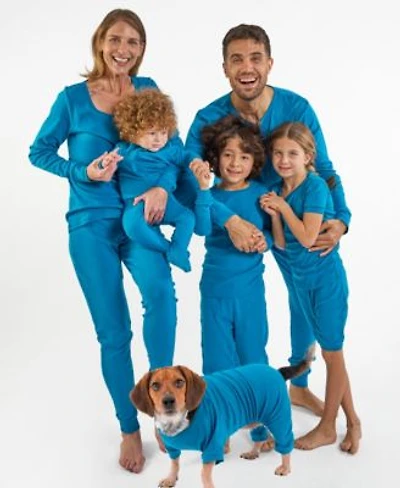 Leveret Matching Family Solid Teal Blue Cotton Pajamas
