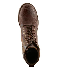 L`Artiste Women's Whitefish Lace-up Boots with Embossed Leather and Comfortable Heel