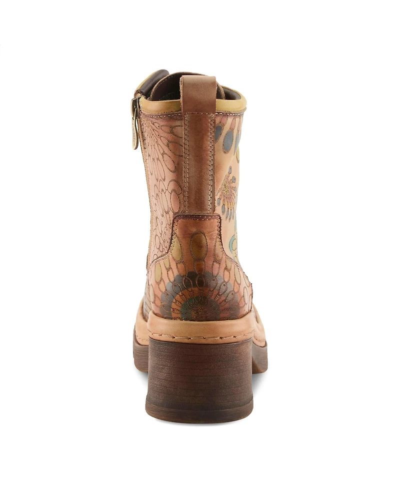 L'Artiste Women's Spring Step Carnivale Bootie with Hand-Painted Leather Vamp