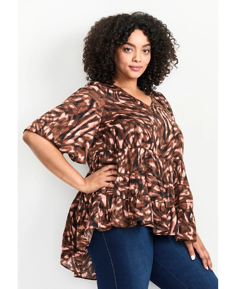 Avenue Women's Plus Aly Tiered Top