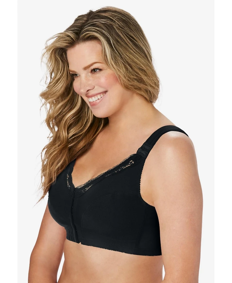 Comfort Choice Women's Front-Close Cotton Wireless Posture Bra