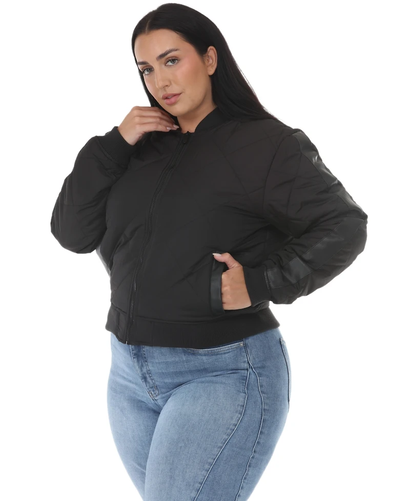 White Mark Plus Women's Quilted-Lightweight Bomber Jacket
