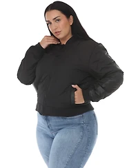 White Mark Plus Women's Quilted-Lightweight Bomber Jacket