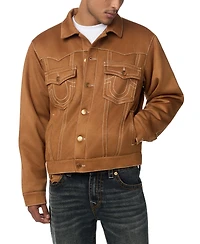 True Religion Men's Jimmy Oversized Suede Trucker Jacket