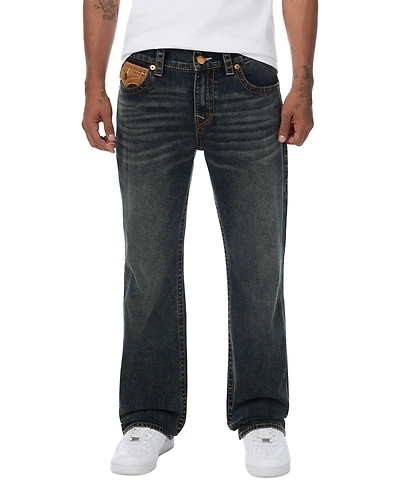 True Religion Men's Billy Suede-Detailed Bootcut Denim Jeans