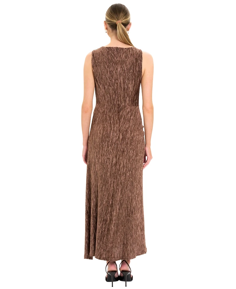 Maggy London Women's A-Line Midi Crinkle Velvet Dress