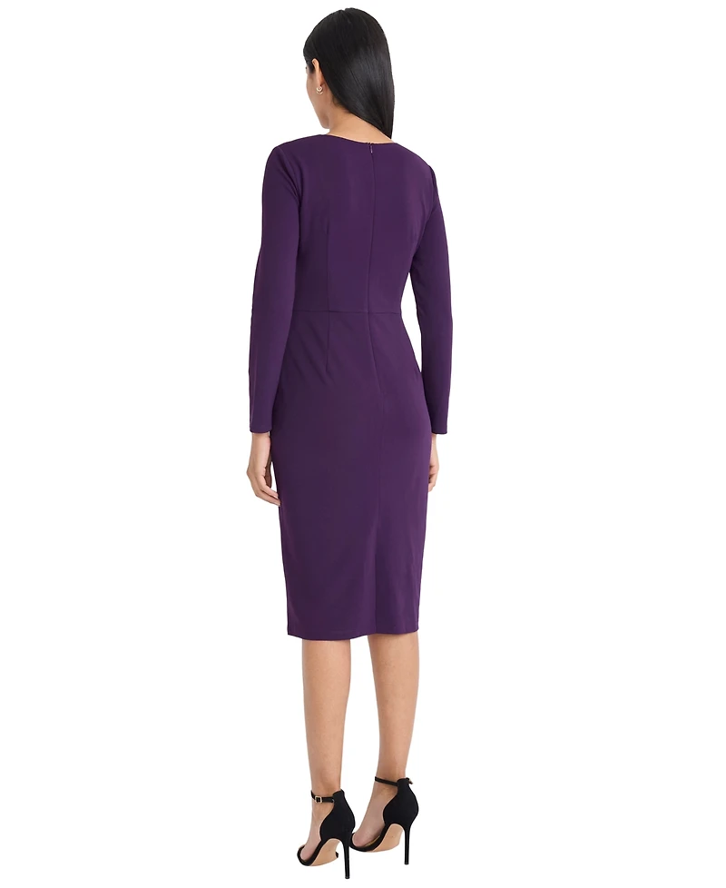 Maggy London Women's Scuba-Crepe Gathered Midi Dress