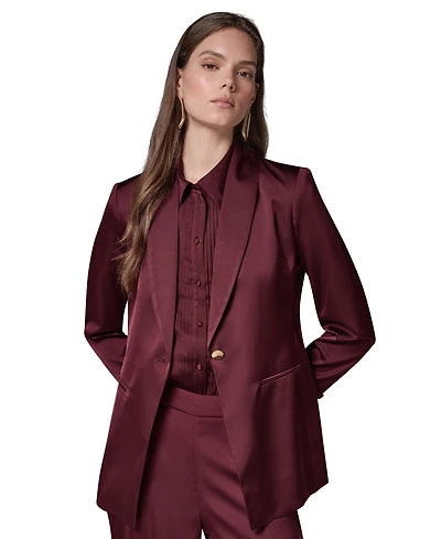 Donna Karan New York Women's DK126 Satin Shawl Lapel Shoulder-Padded Blazer