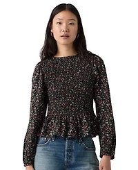 Levi's Plus Ashton Long-Sleeve Floral-Print Peplum Blouse