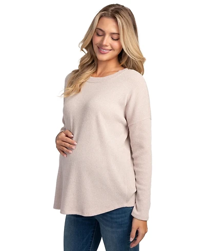 Hello Miz Maternity Crewneck Long-Sleeve Relaxed-Fit Sweater