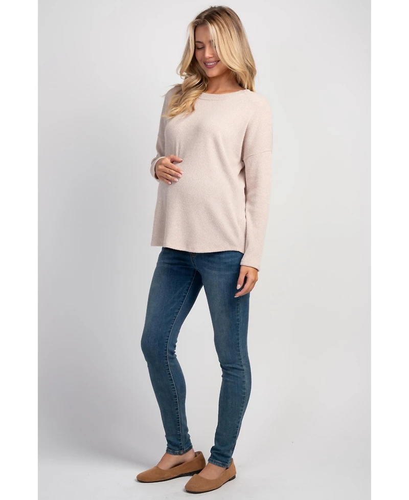 Hello Miz Maternity Crewneck Long-Sleeve Relaxed-Fit Sweater