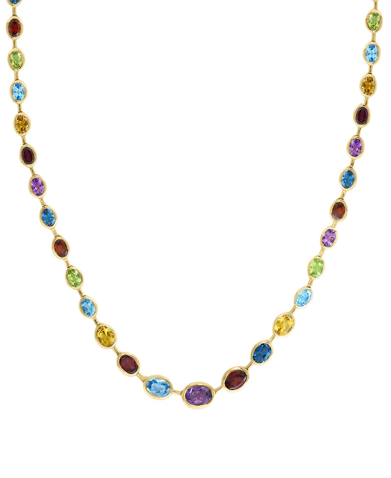 Effy Collection Multi-Gemstone (25-1/12 ct. t.w.) Necklace in 14k Yellow Gold Over Sterling Silver