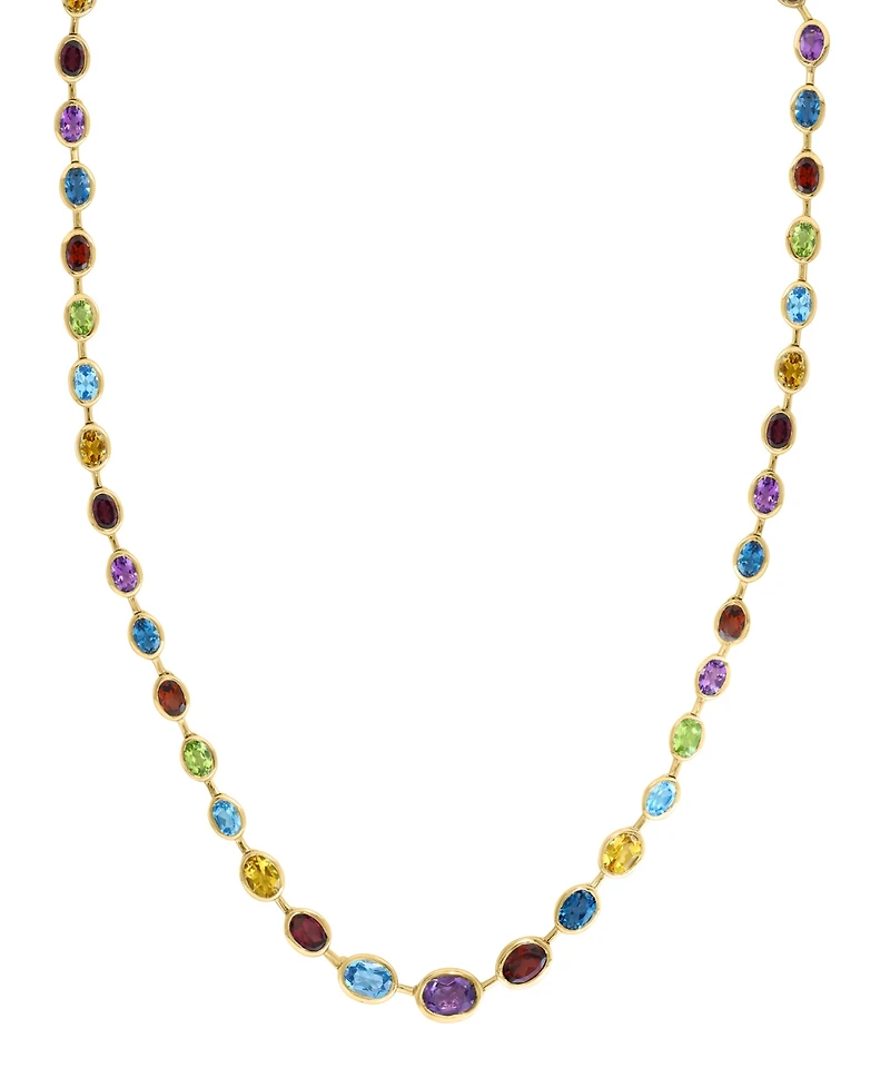 Effy Collection Multi-Gemstone (25-1/12 ct. t.w.) Necklace in 14k Yellow Gold Over Sterling Silver