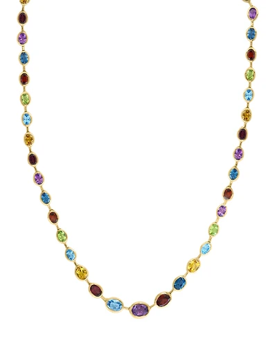 Effy Collection Multi-Gemstone (25-1/12 ct. t.w.) Necklace in 14k Yellow Gold Over Sterling Silver