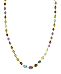 Effy Collection Multi-Gemstone (25-1/12 ct. t.w.) Necklace in 14k Yellow Gold Over Sterling Silver